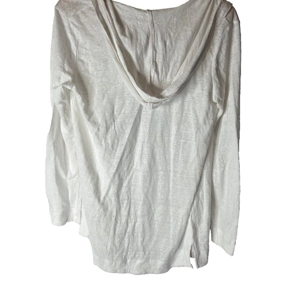 Tahari Women's Size Small Hooded Linen Cardigan White - Picture 6 of 7